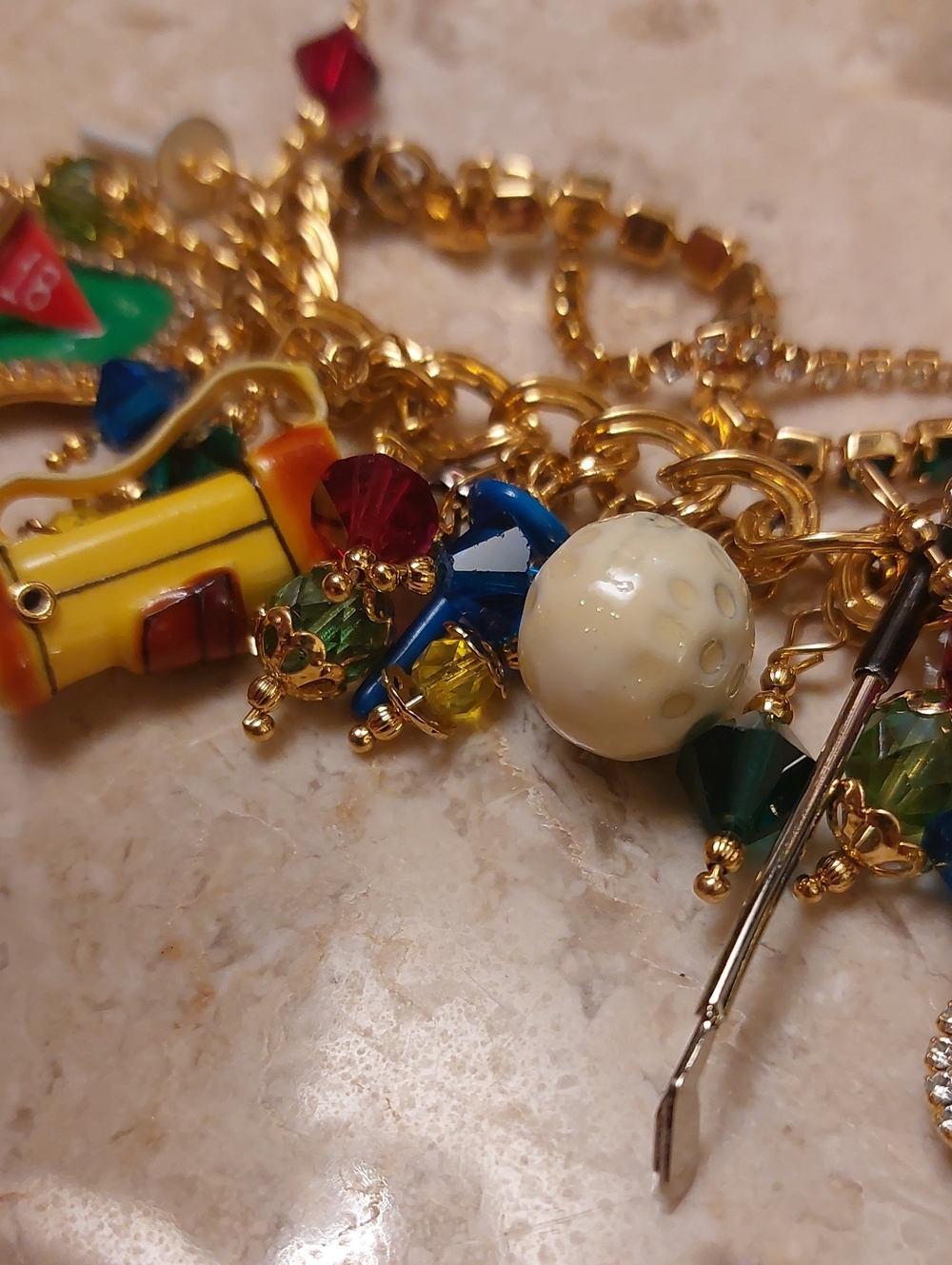 Lunch At The Ritz " Pro Lunch" Braclet 24kt Gold Plated Swarvoski Crystals - Picture 5 of 12